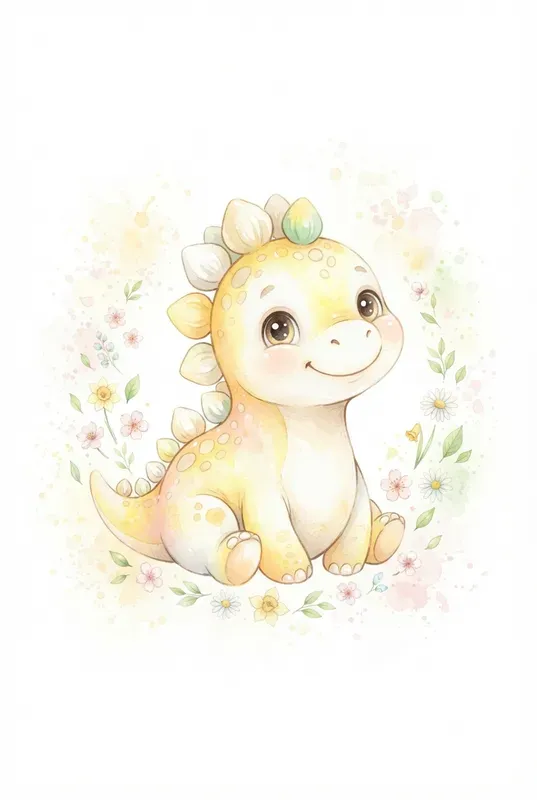 Whimsical Watercolor Dinosaur Cliparts
