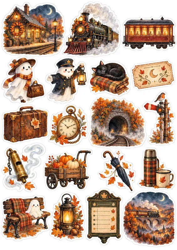 Ghost Railway Halloween Stickers