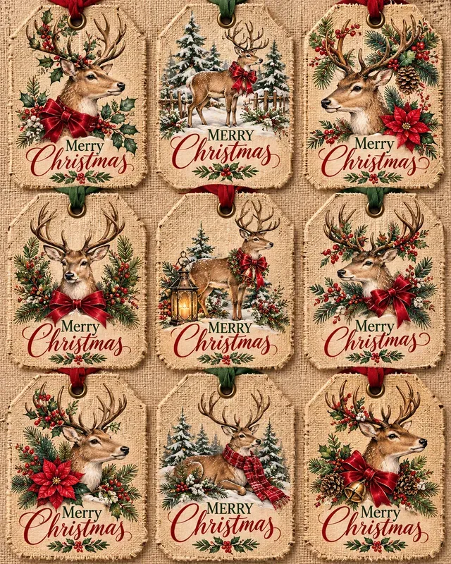 Rustic Farmhouse Christmas Gift Tag Sets