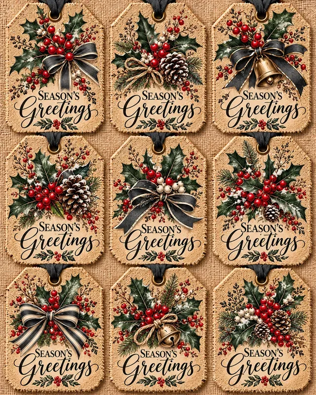 Rustic Farmhouse Christmas Gift Tag Sets