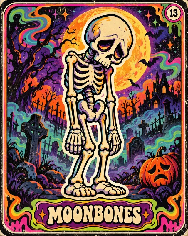 80s Psychedelic Halloween Monster Cards