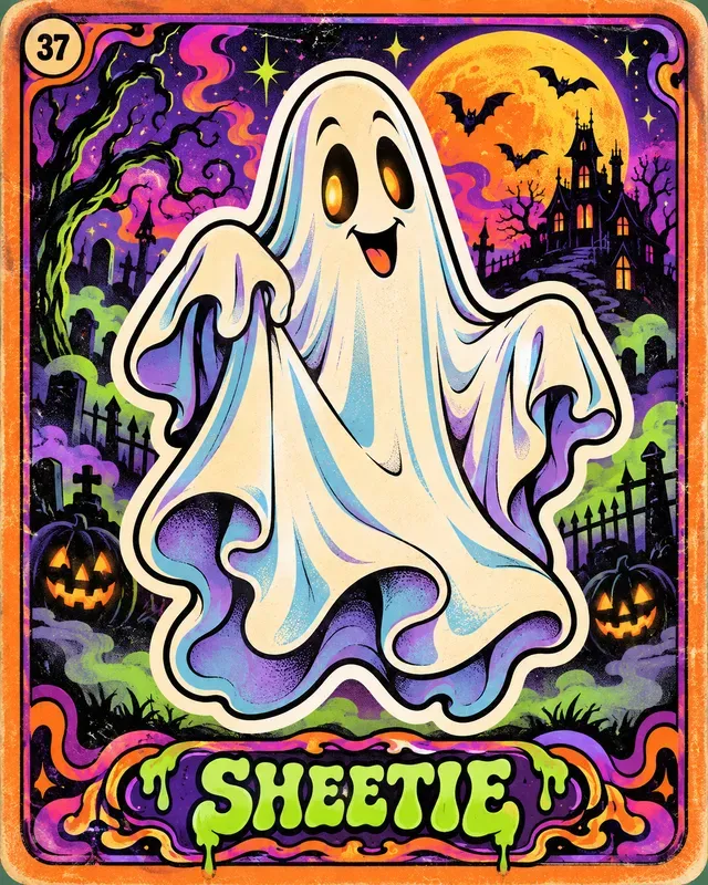 80s Psychedelic Halloween Monster Cards