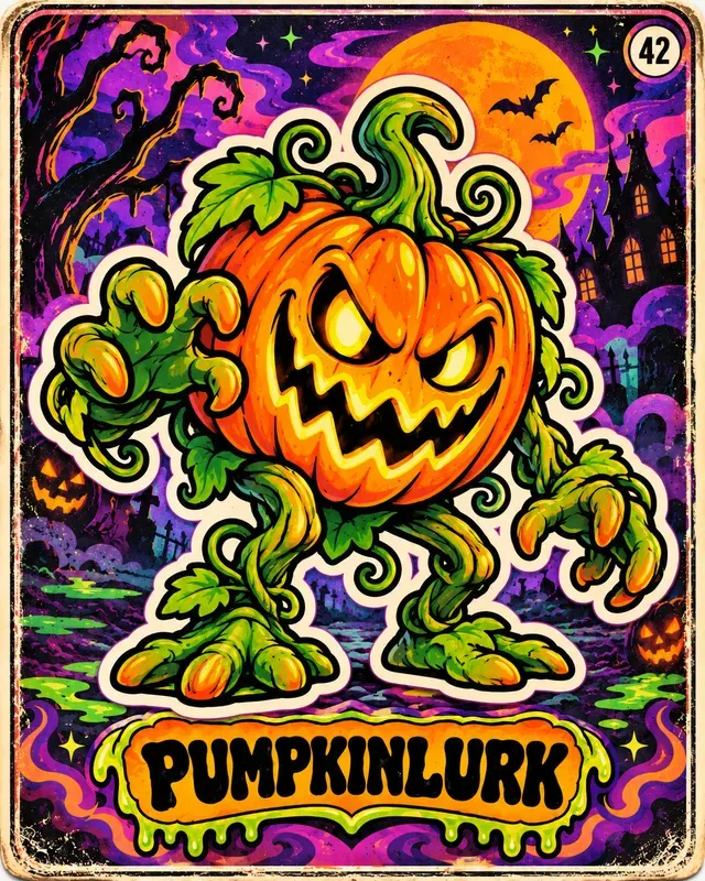 80s Psychedelic Halloween Monster Cards