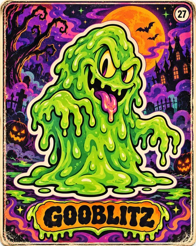 80s Psychedelic Halloween Monster Cards