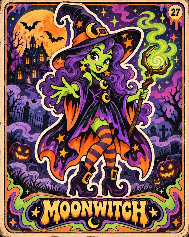 80s Psychedelic Halloween Monster Cards