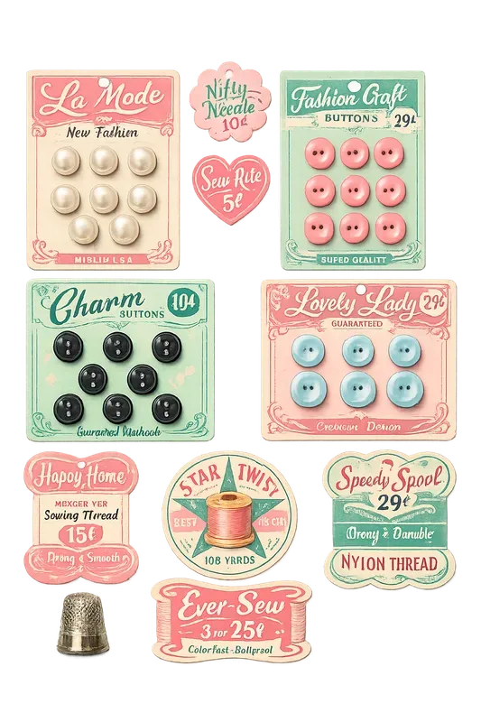 Vintage Sewing Ephemera Sticker Sheets