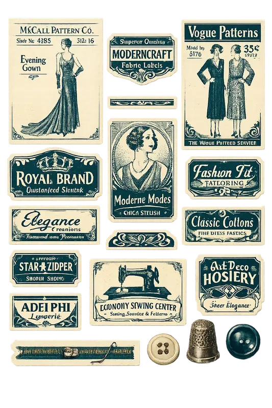 Vintage Sewing Ephemera Sticker Sheets