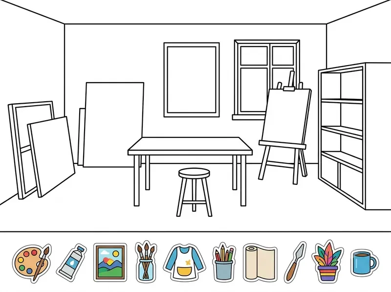 Cute Room Coloring Stickers Kits