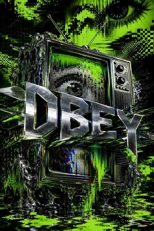 Glitch Chrome Poster Art