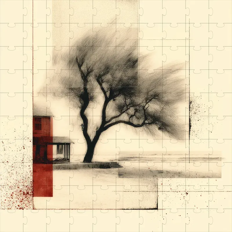 Charcoal Sketch Ink Wash Grain