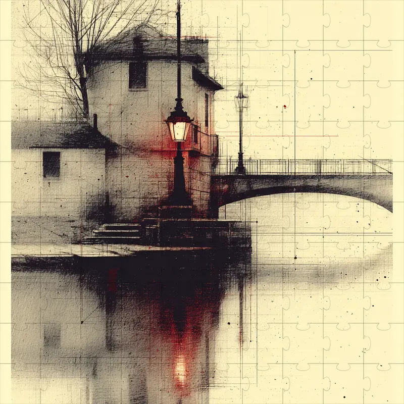 Charcoal Sketch Ink Wash Grain