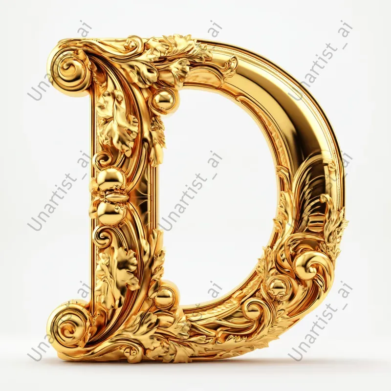 Ornate Golden Baroque 3D Letters