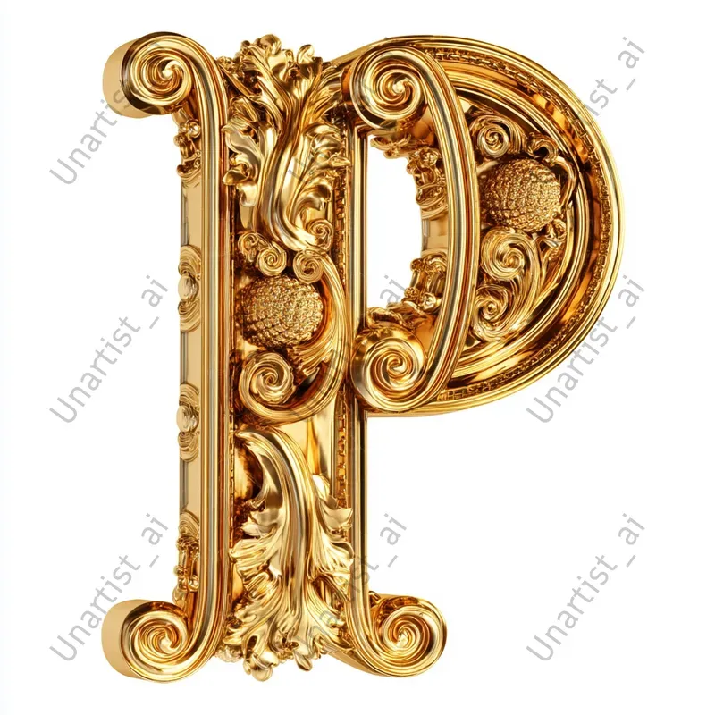 Ornate Golden Baroque 3D Letters