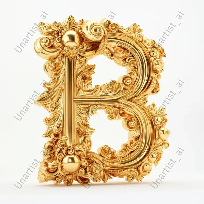 Ornate Golden Baroque 3D Letters