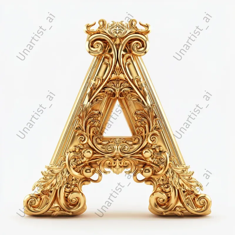 Ornate Golden Baroque 3D Letters
