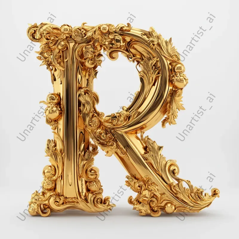 Ornate Golden Baroque 3D Letters