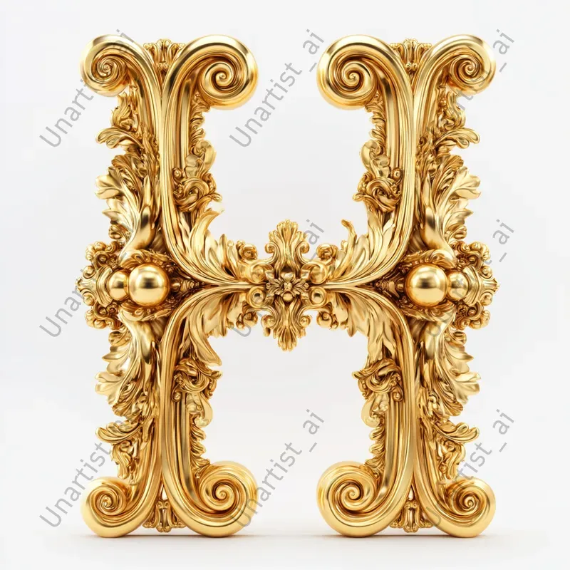 Ornate Golden Baroque 3D Letters