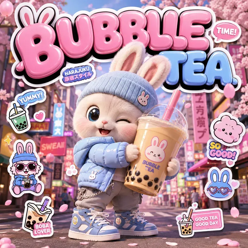 Cute 3D Streetwear Animal Poster Art