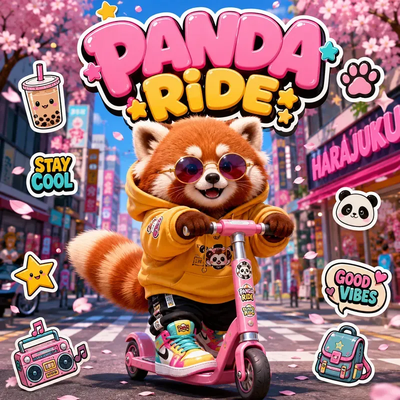 Cute 3D Streetwear Animal Poster Art