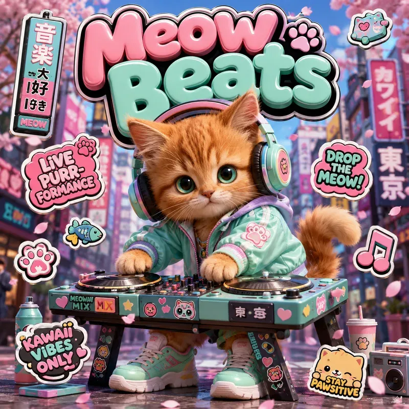 Cute 3D Streetwear Animal Poster Art