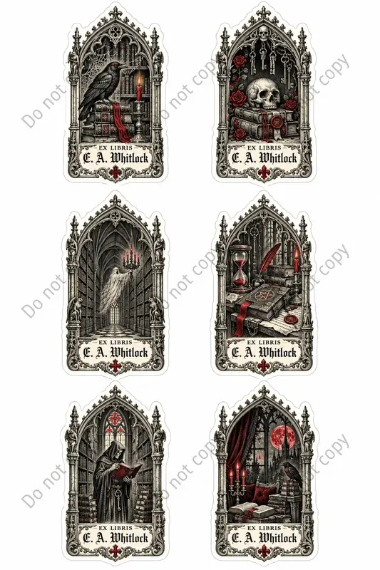 Gothic Bookplate Art Stickers