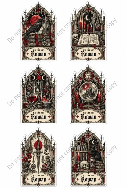Gothic Bookplate Art Stickers