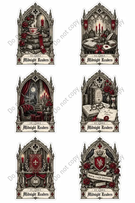 Gothic Bookplate Art Stickers