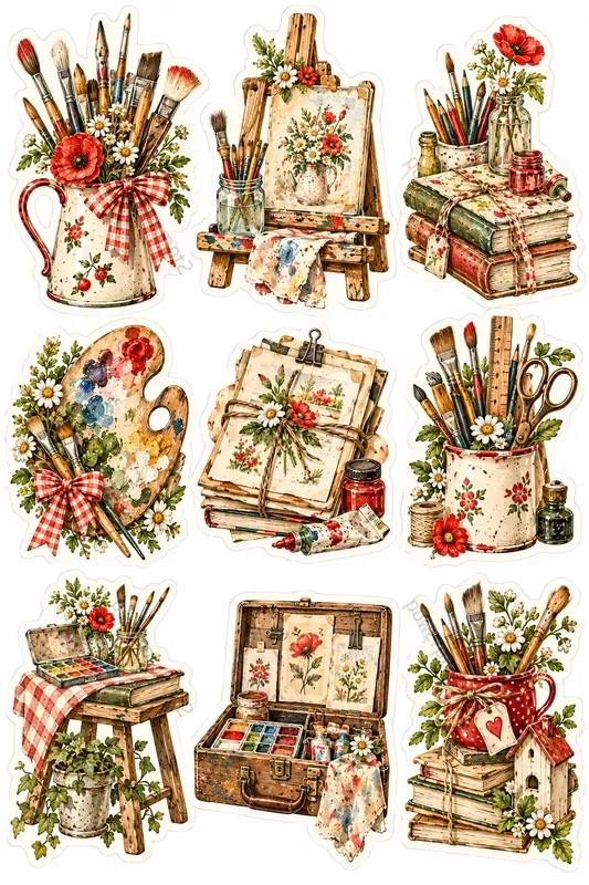 Cottage Watercolor Sticker Sets