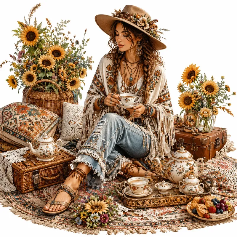 Boho Chic Fashion Clipart Collections