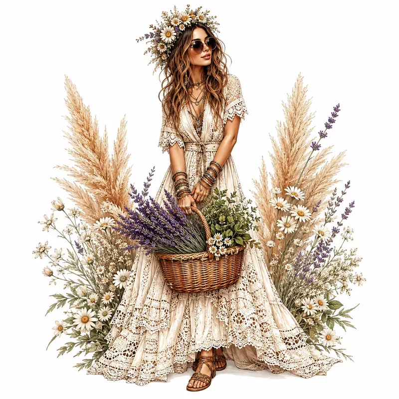 Boho Chic Fashion Clipart Collections