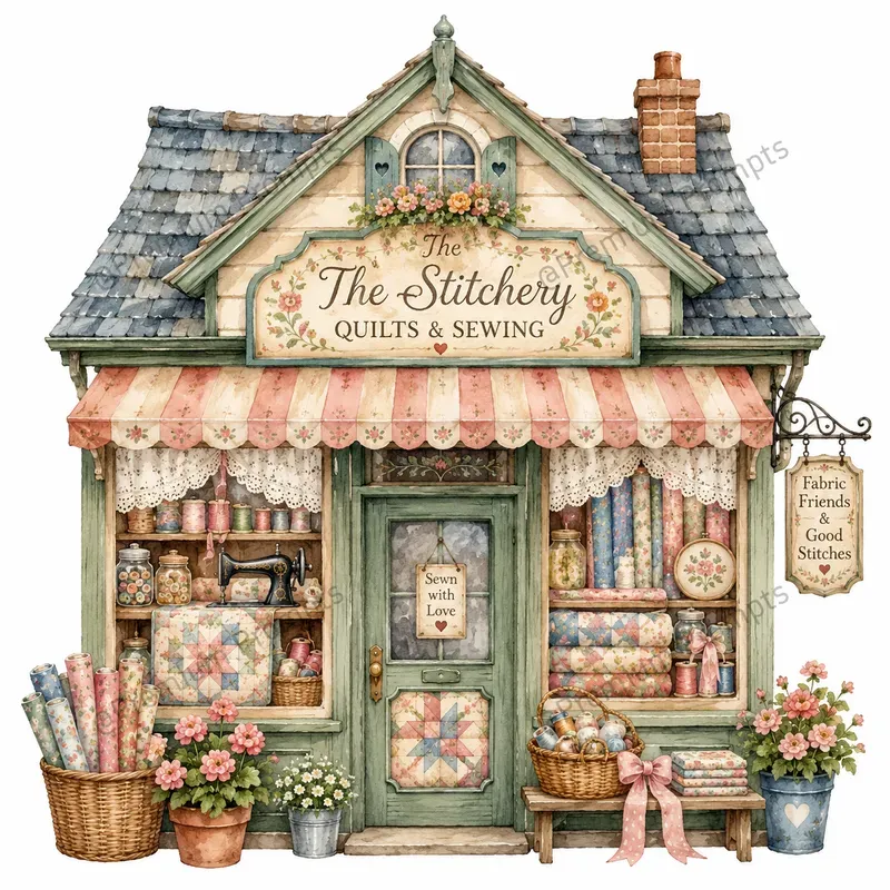 Cozy Village Shop Facade Cliparts