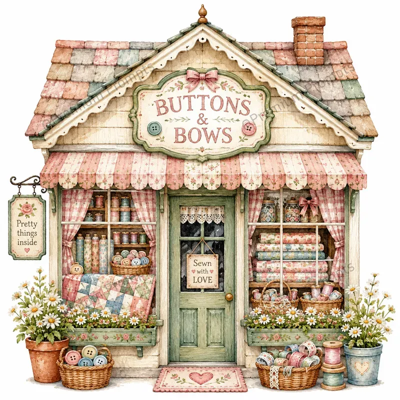 Cozy Village Shop Facade Cliparts