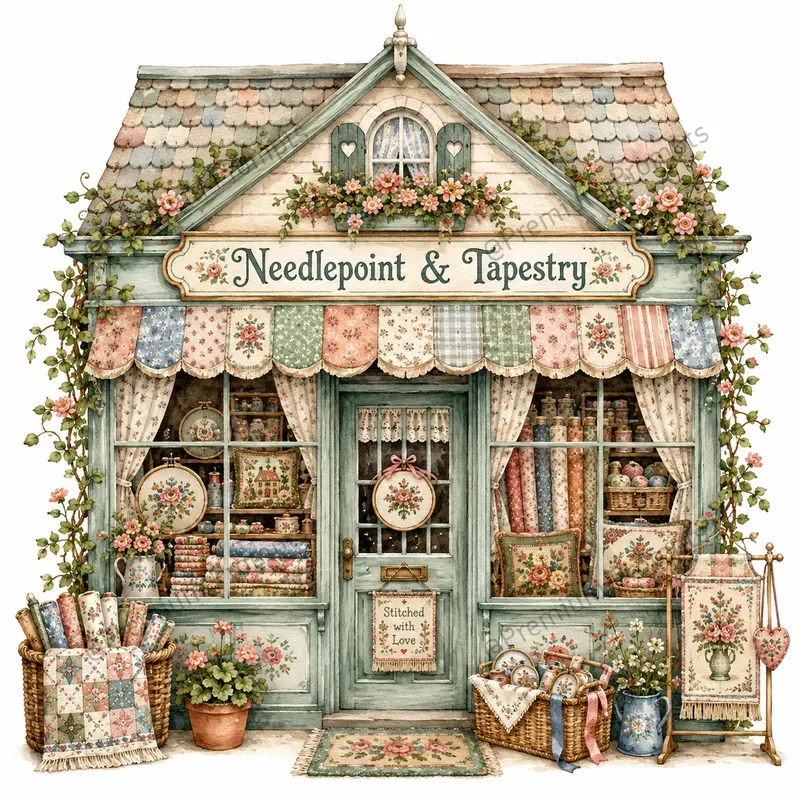 Cozy Village Shop Facade Cliparts