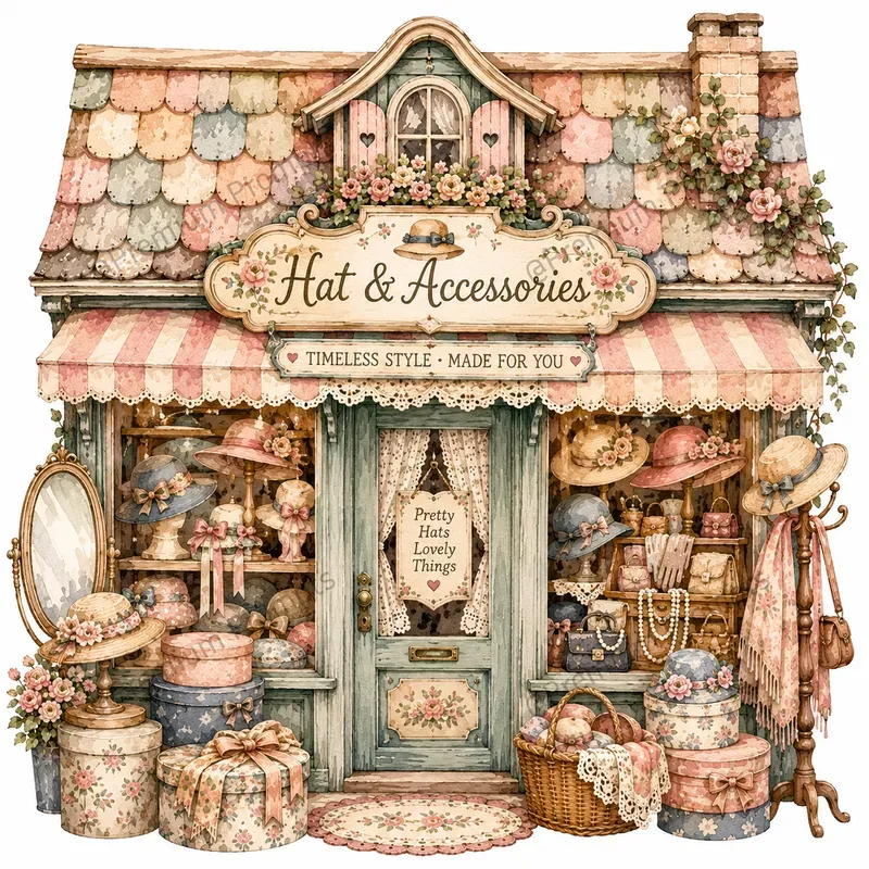 Cozy Village Shop Facade Cliparts