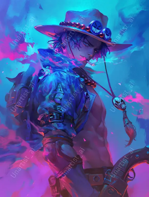 Neon Vaporwave One Piece Art