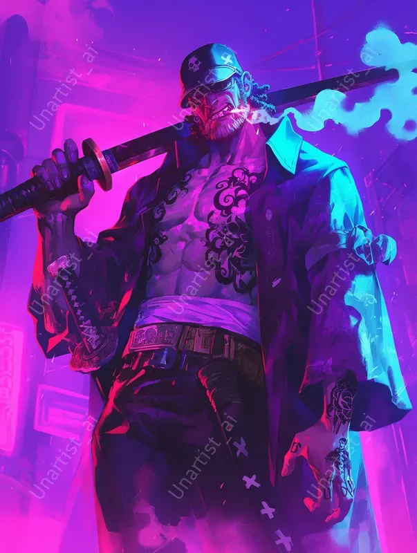 Neon Vaporwave One Piece Art