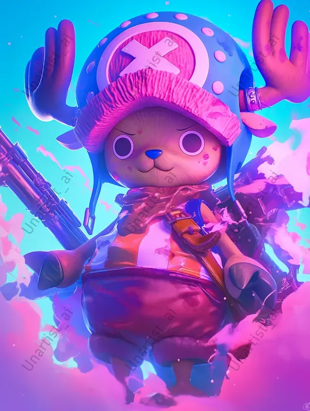 Neon Vaporwave One Piece Art