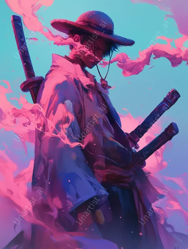 Neon Vaporwave One Piece Art