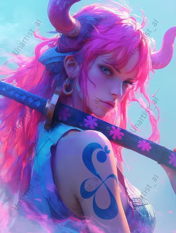 Neon Vaporwave One Piece Art