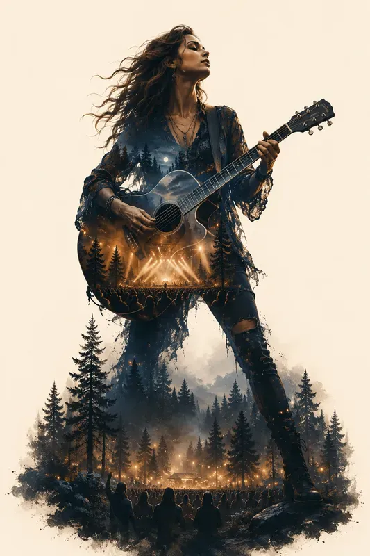 Double Exposure Silhouette Art