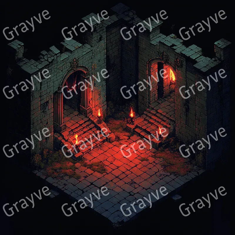 Pixel Dark Dungeon Level Art