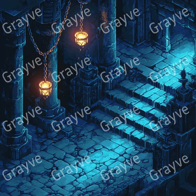 Pixel Dark Dungeon Level Art