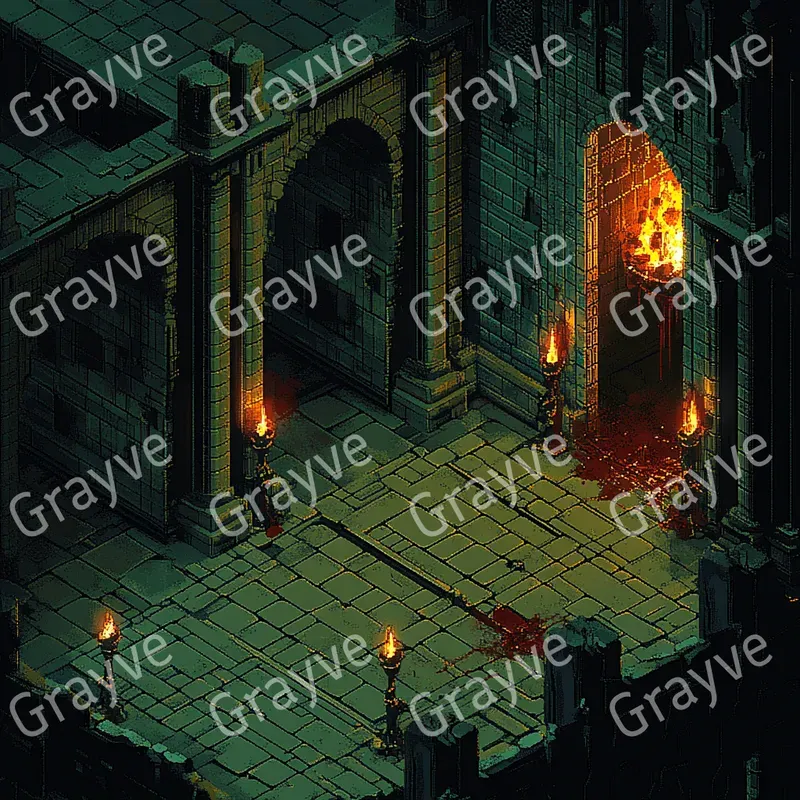 Pixel Dark Dungeon Level Art