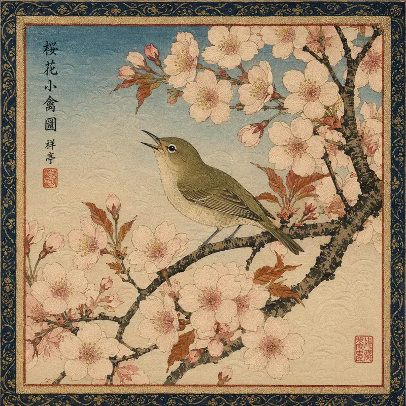 Vintage Japanese Bird Flower Prints