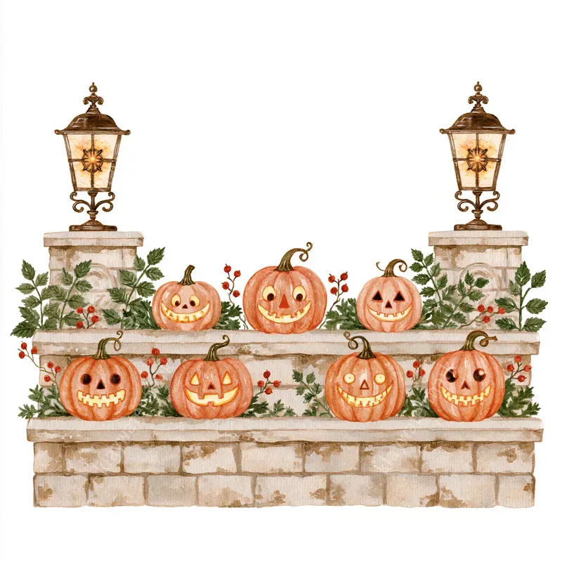 Nostalgic Halloween Watercolor Cliparts