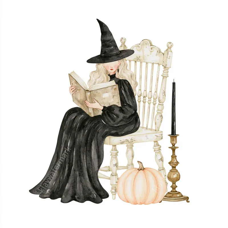 Nostalgic Halloween Watercolor Cliparts