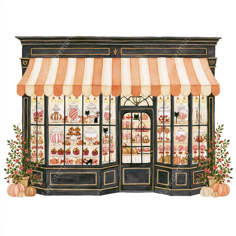 Nostalgic Halloween Watercolor Cliparts