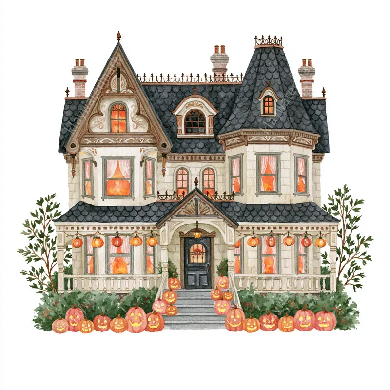 Nostalgic Halloween Watercolor Cliparts