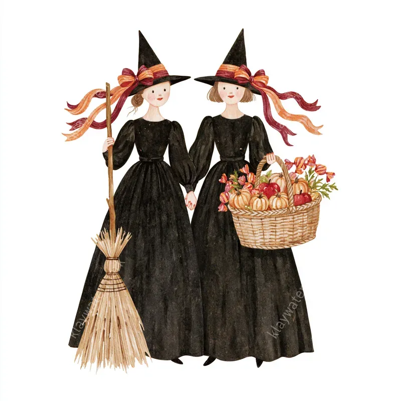 Nostalgic Halloween Watercolor Cliparts