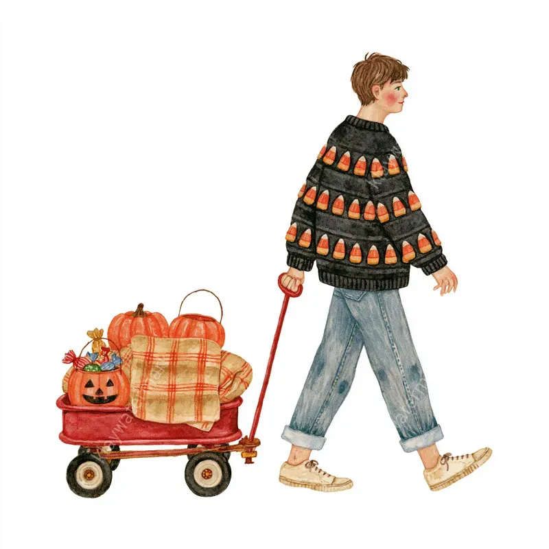 Nostalgic Halloween Watercolor Cliparts